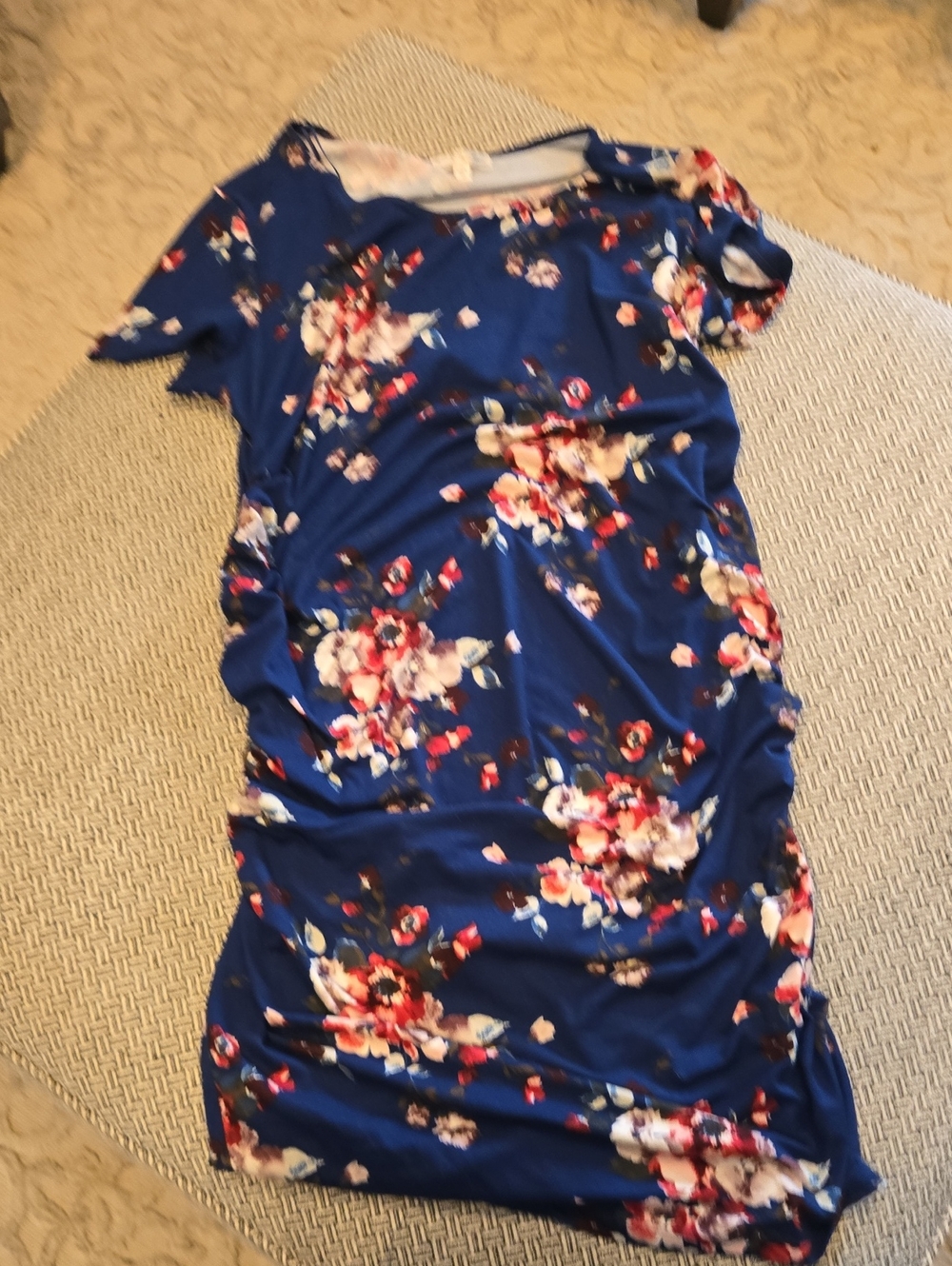 nine britton Royal Blue Floral Midi Dress